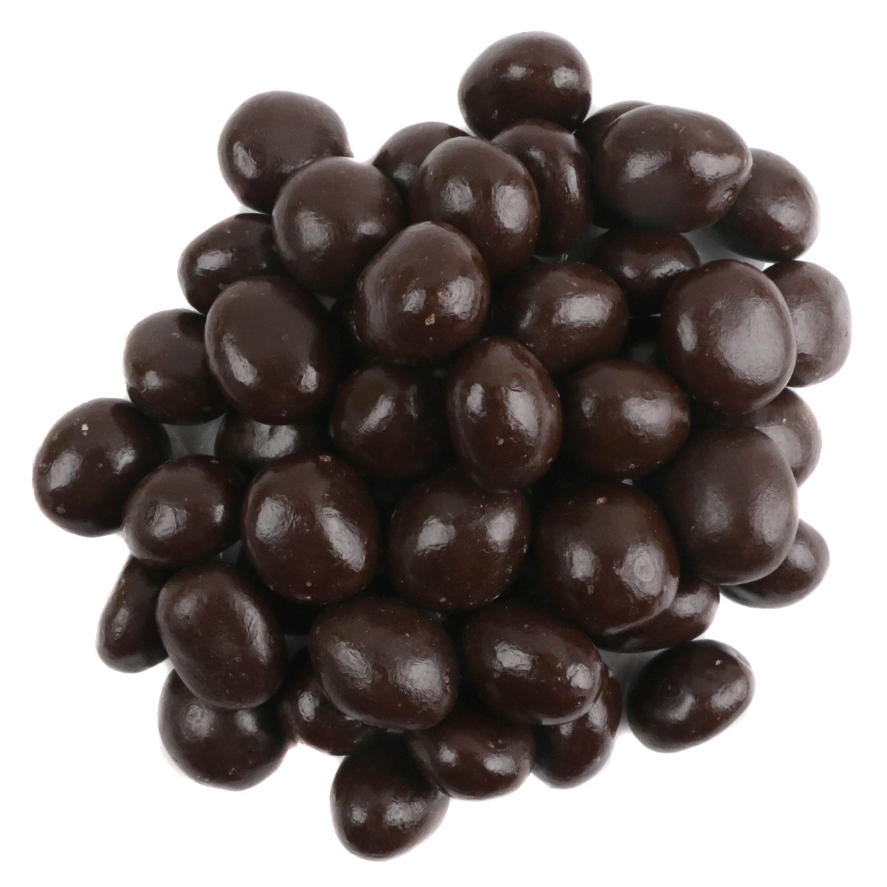Close-up of rich dark brown sugar-free chocolate espresso beans, gourmet coffee candy, low carb.