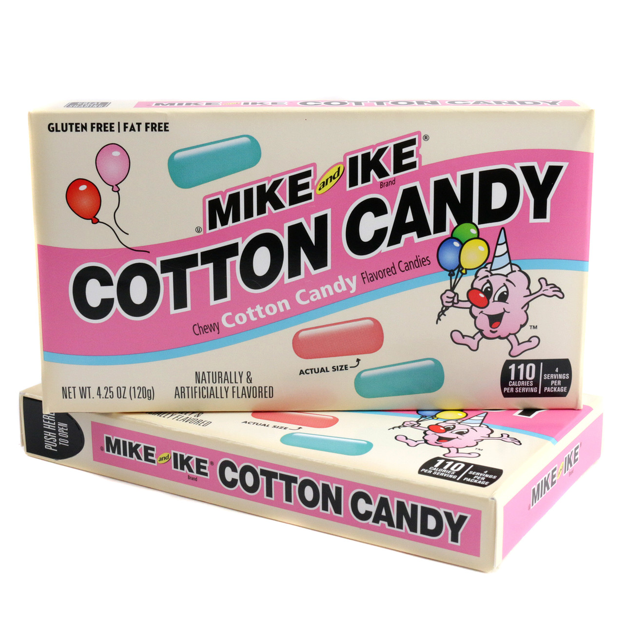 Limited Edition Mike and Ike Cotton Candy, 12 pink and blue 5oz theater boxes, fun chewy candy.