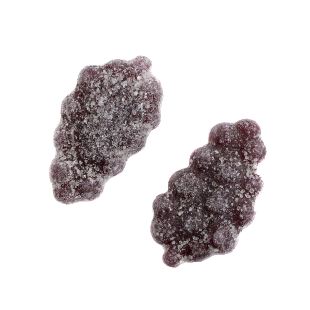 Vibrant purple Sour Patch Grapes gummy candy, soft, grape-flavored, sour then sweet, approx. 125 pieces per pound.