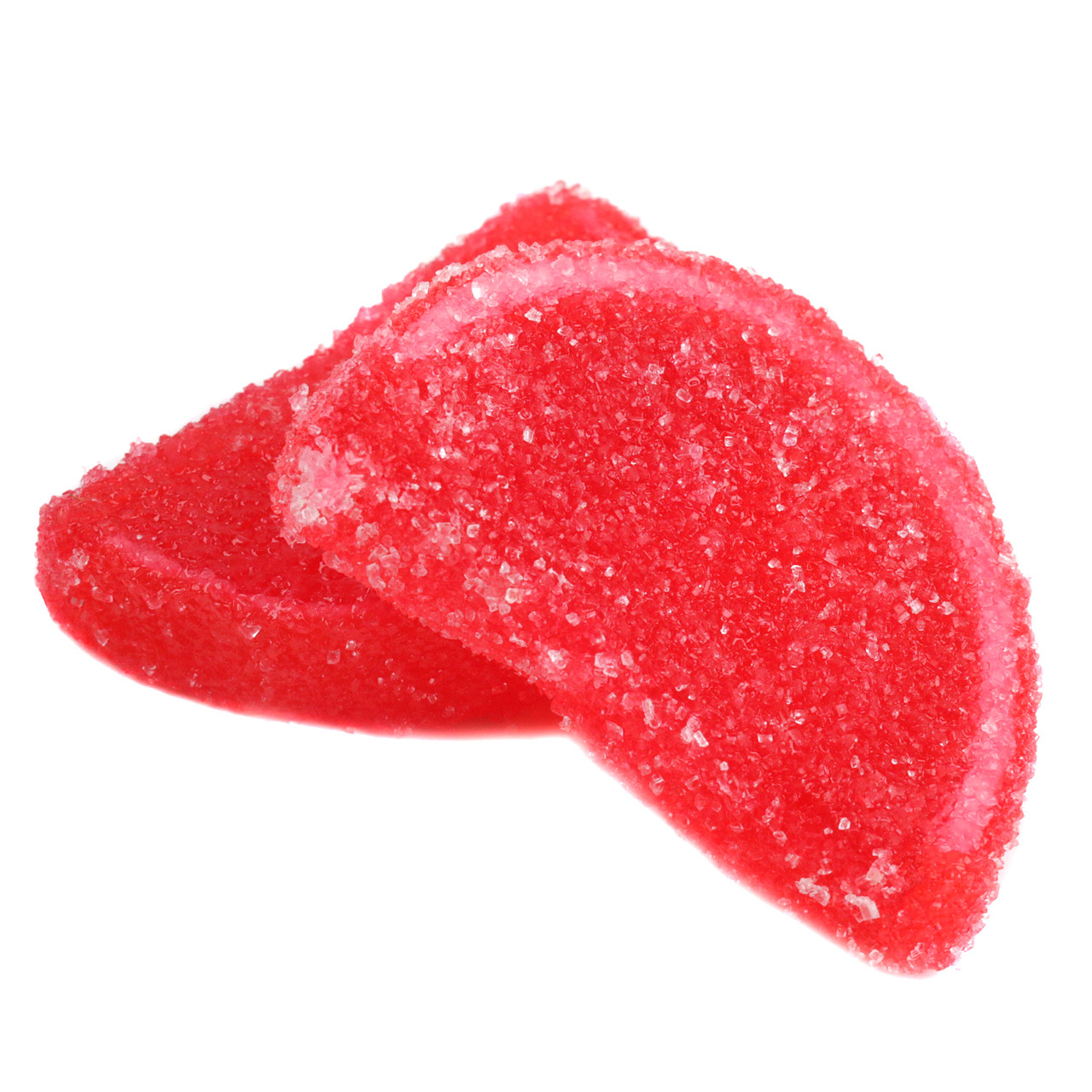 Cherry jelly candy slices, unwrapped, 5LB box, soft red fruit slices, juicy cherry flavor.
