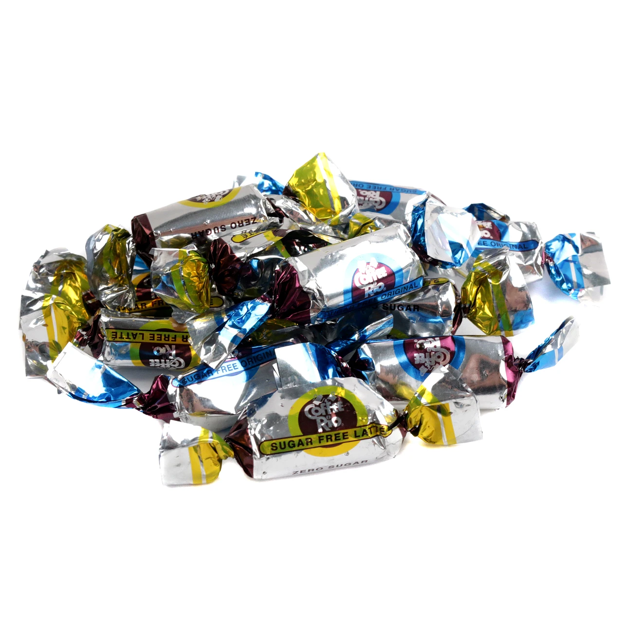 Coffee Rio Sugar Free Hard Candy Mix, Original & Cafe Latte, brown, tan candies, approx 87 per pound.