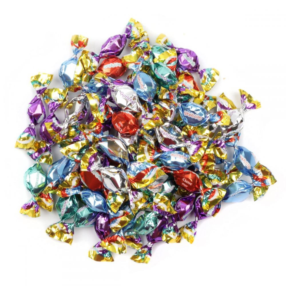 Vibrant Glitterati Deluxe Spice Mix Italian mini mints, 440 pieces per pound, Spearmint, Peppermint, Cinnamon, Anise, Clove.
