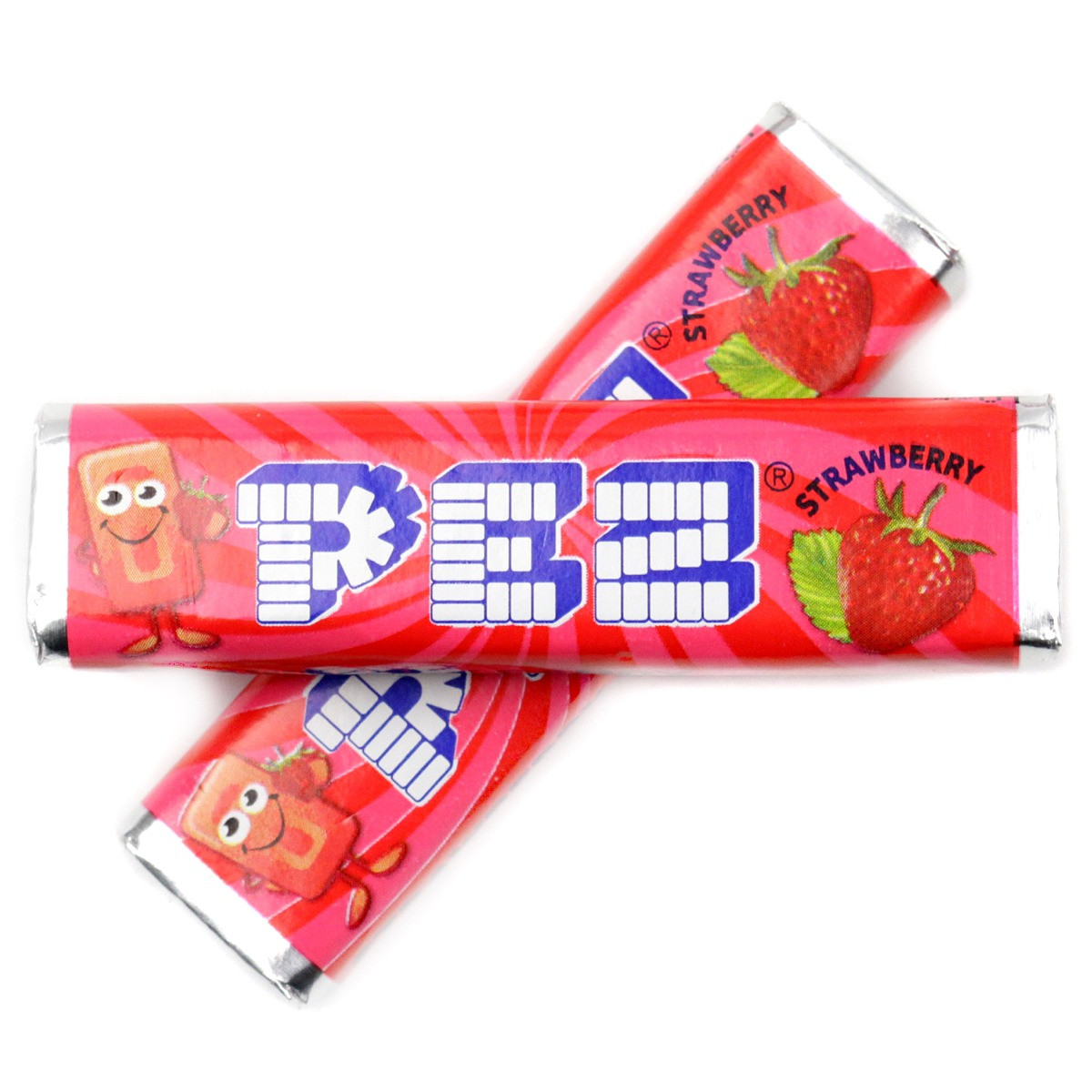 Vibrant red Pez Strawberry Refills, approx. 50 pieces per pound, for classic Pez dispensers.