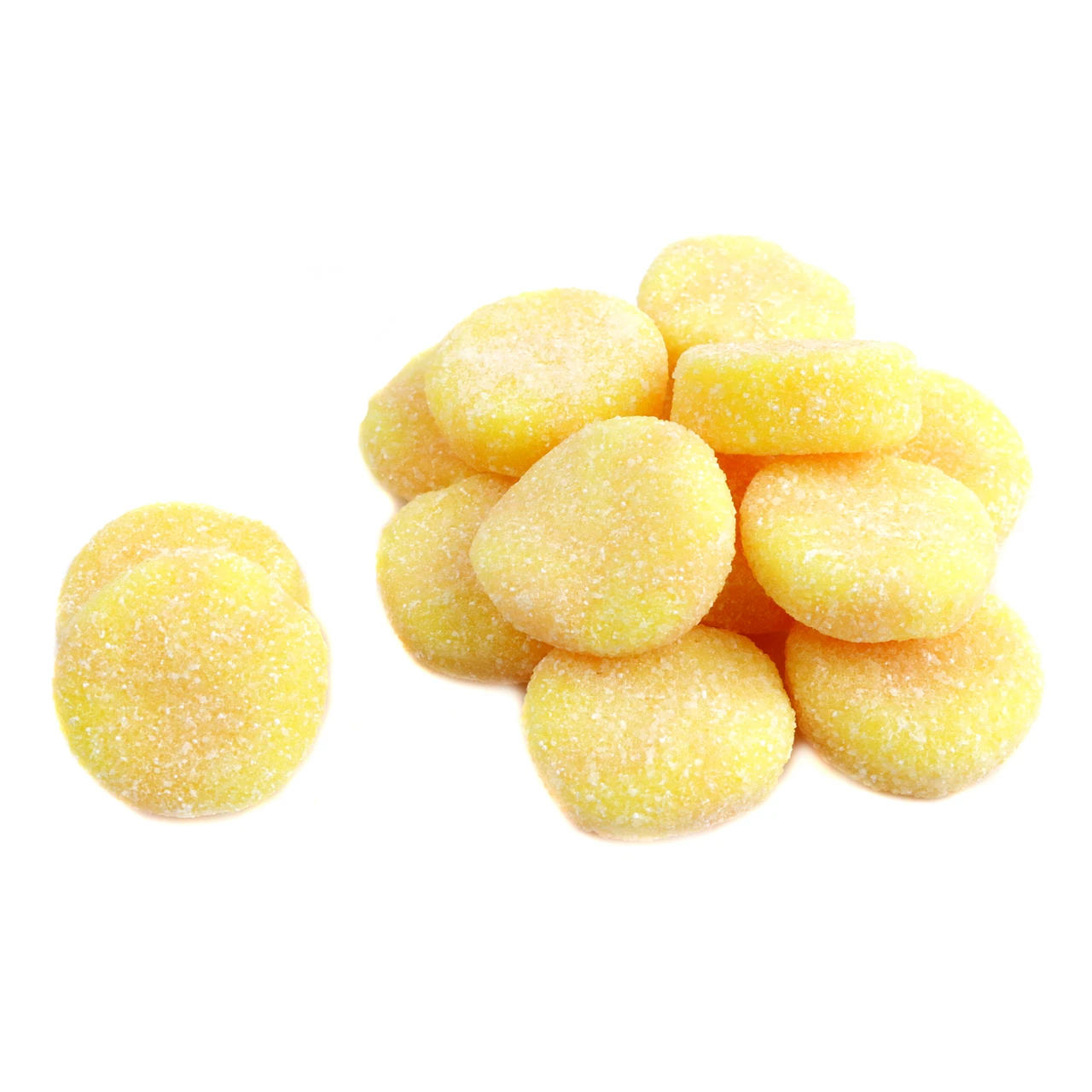 Vibrant orange Pineapple Orange Sour Gummy Bites, tangy and zesty tropical flavor. Approx 45 pieces.