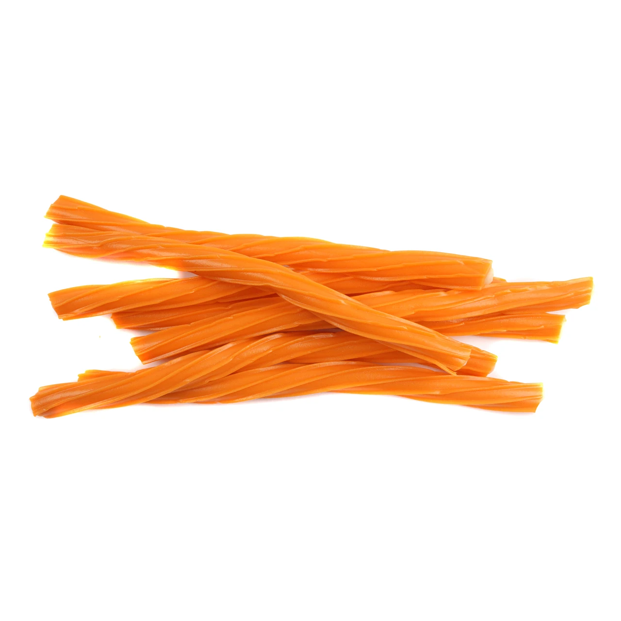 Twizzlers Orange Cream Pop chewy twists, vibrant orange fruit-flavored candy with creamy orange center.
