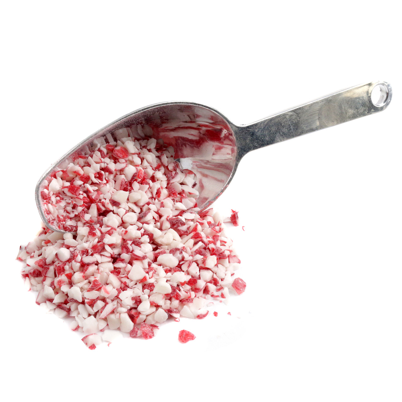 Crushed Peppermint, bright red and white candy pieces, Christmas candy, holiday baking, hot chocolate, dessert topping.