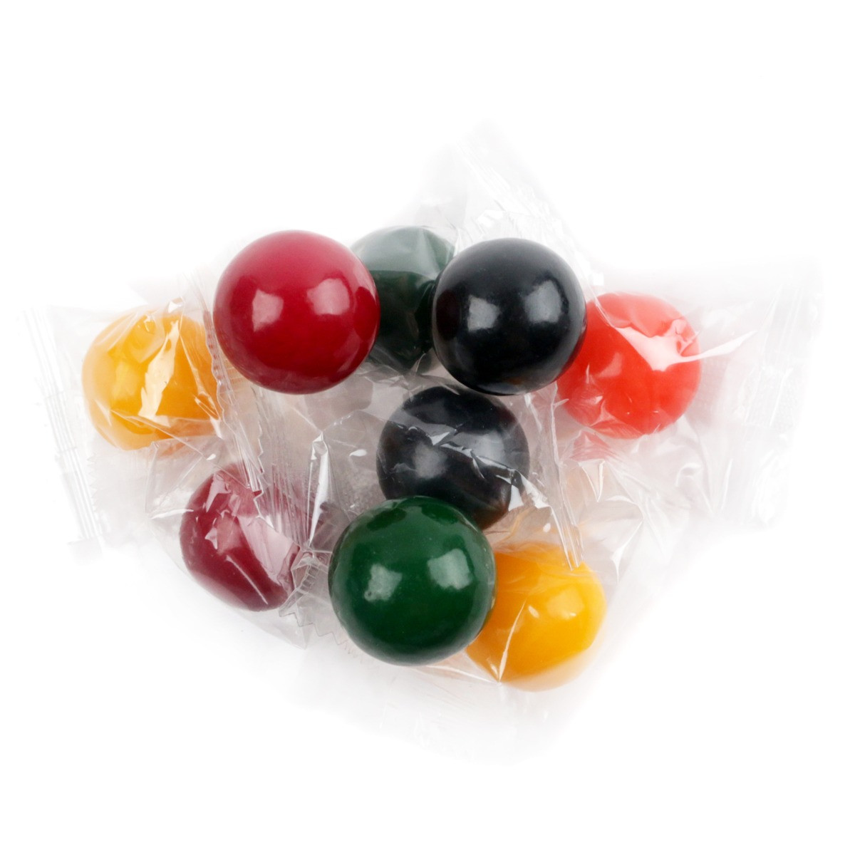 Clever Candy Assorted Wrapped Rainbow Jawbreakers, individually wrapped fruit flavored hard candy.