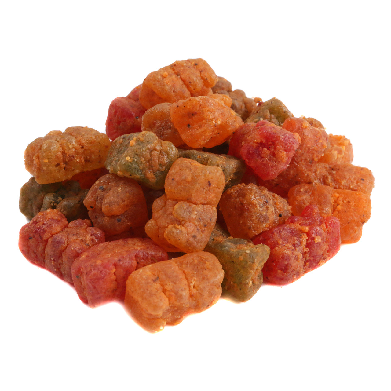 Revolcado Gummy Bears, vibrant fruit gummies coated in red chamoy & spicy chili powder for a sweet, sour, spicy Mexican treat.