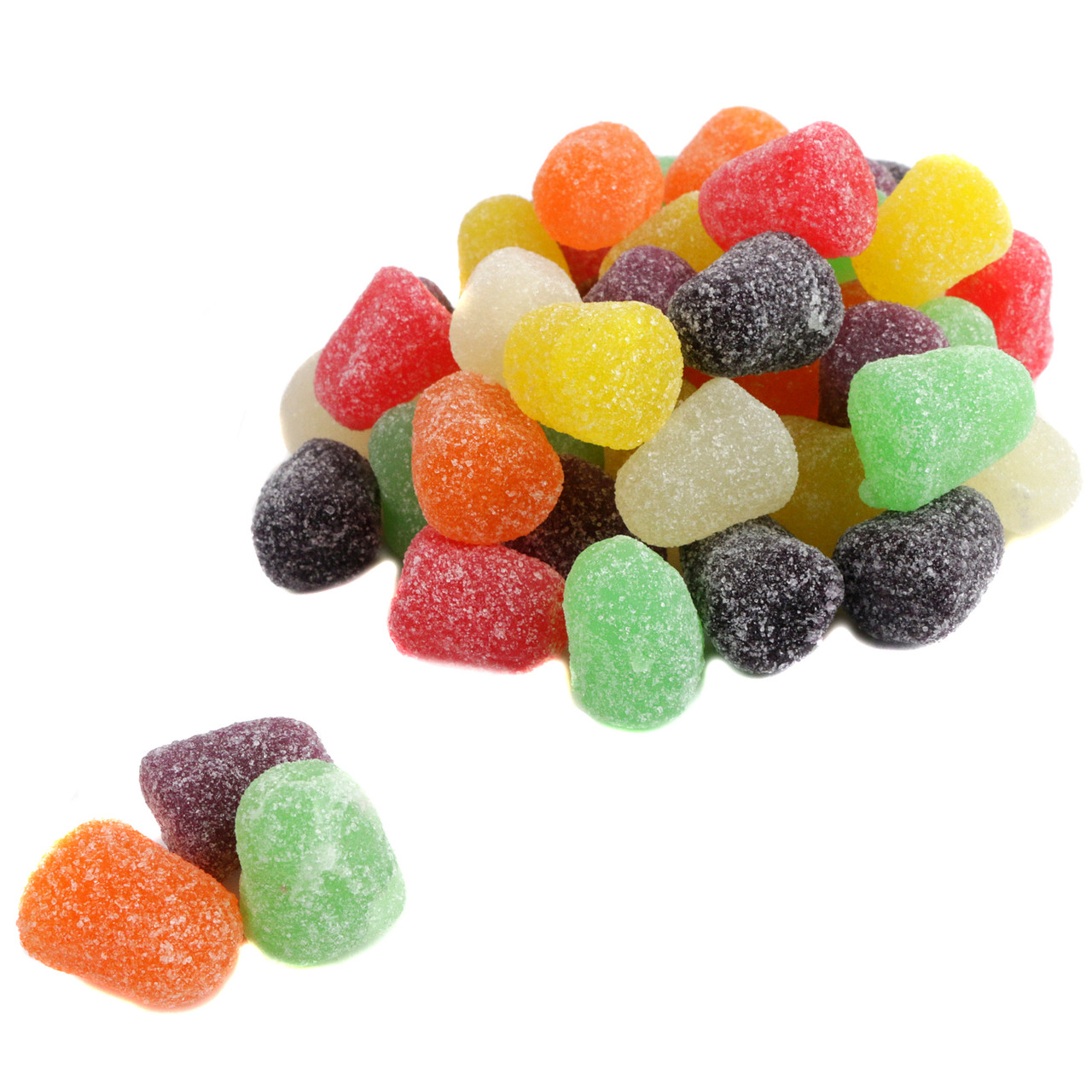 Assorted Zachary Spice Drops, bulk unwrapped old fashioned jelly candy drops. Red, white, green, yellow, black, orange.