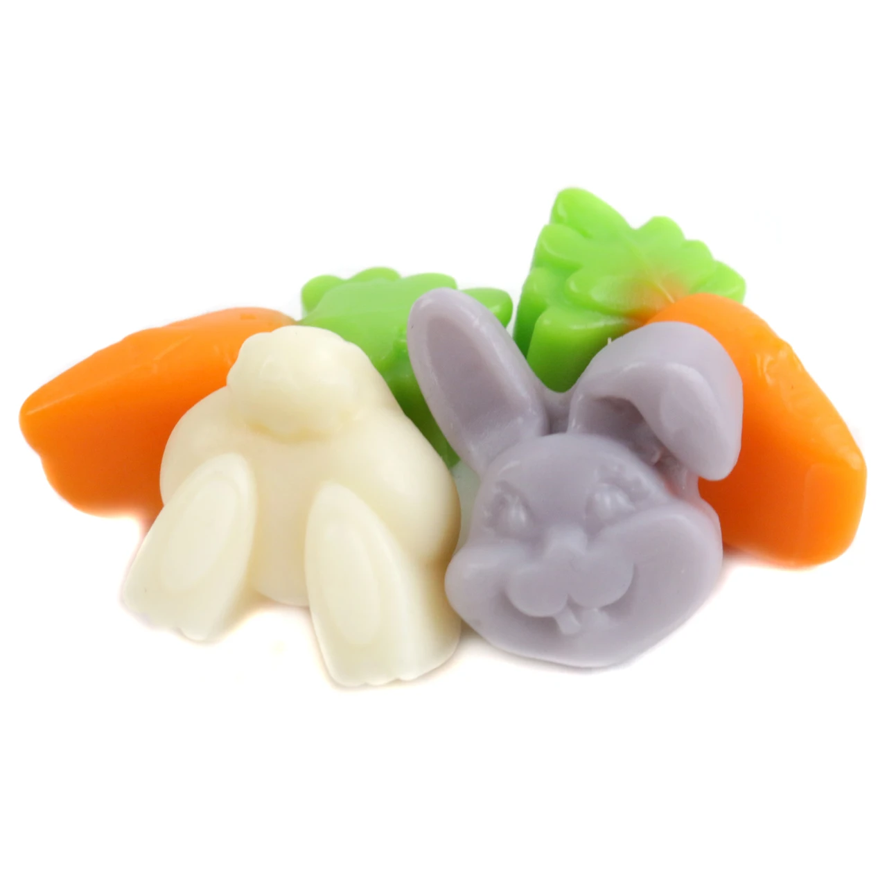 Albanese Cottontail Gummies, pastel carrots, bunnies, fruit flavors, approx. 140 per pound, Easter candy.