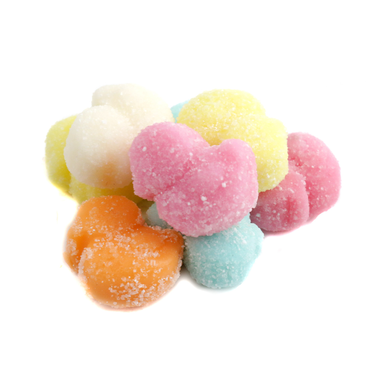 Albanese Sour Gummy Easter Chicks, colorful fruit flavored, approx 110 sweet-sour gummies per pound.