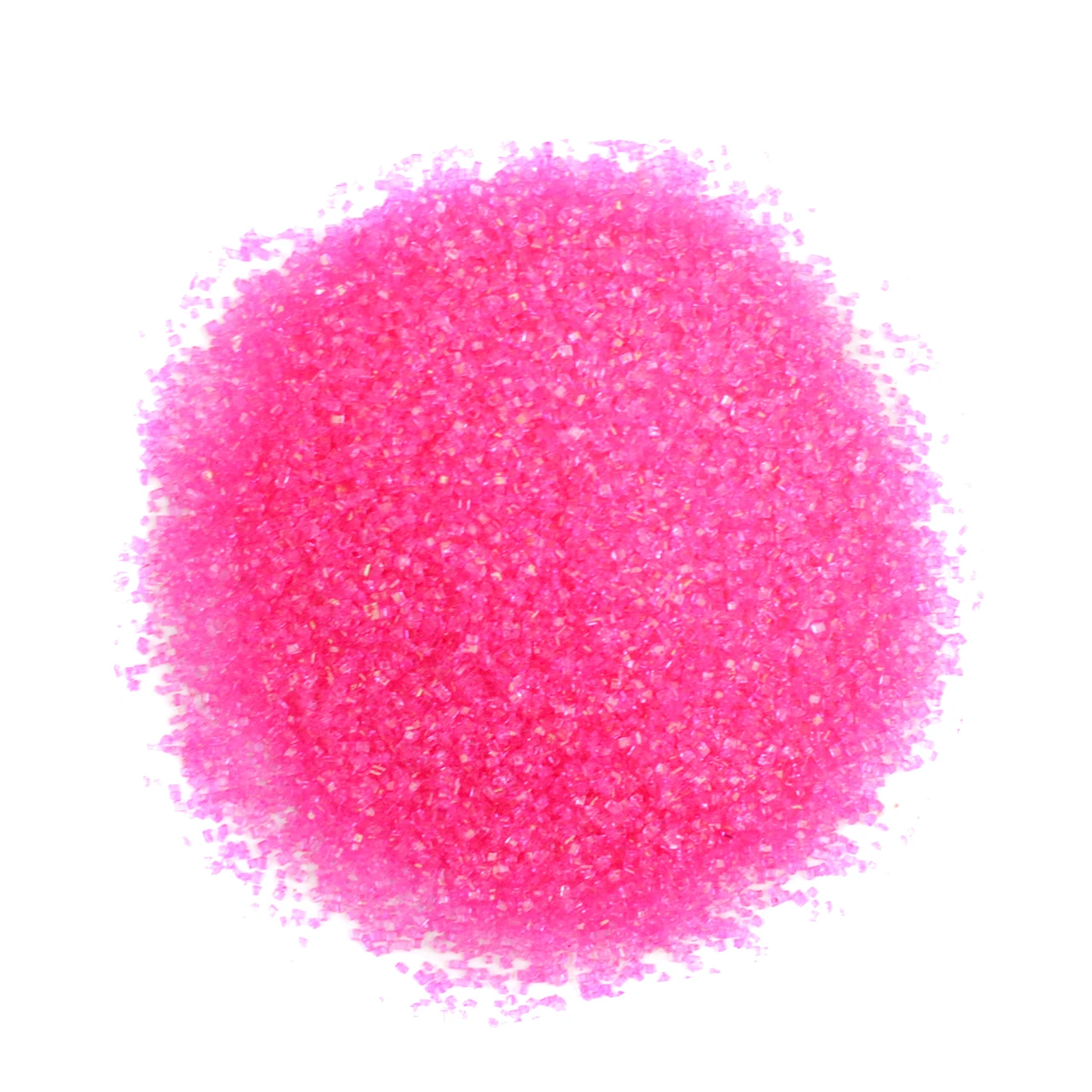 Vibrant pink sanding sugar, fine, sparkling crystals, perfect for decorating cookies, cakes, and candies.