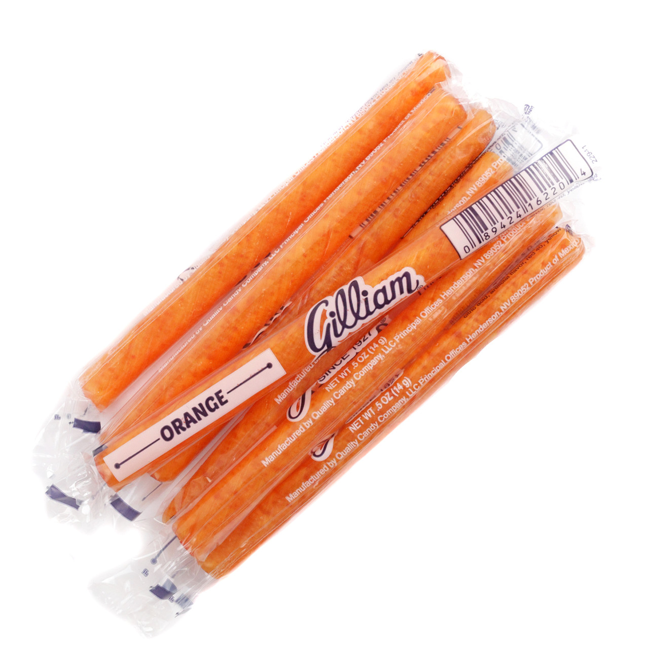 Gilliam Old Fashioned Orange hard candy sticks, 80 vibrant orange, 5-inch, individually wrapped retro candy sticks.