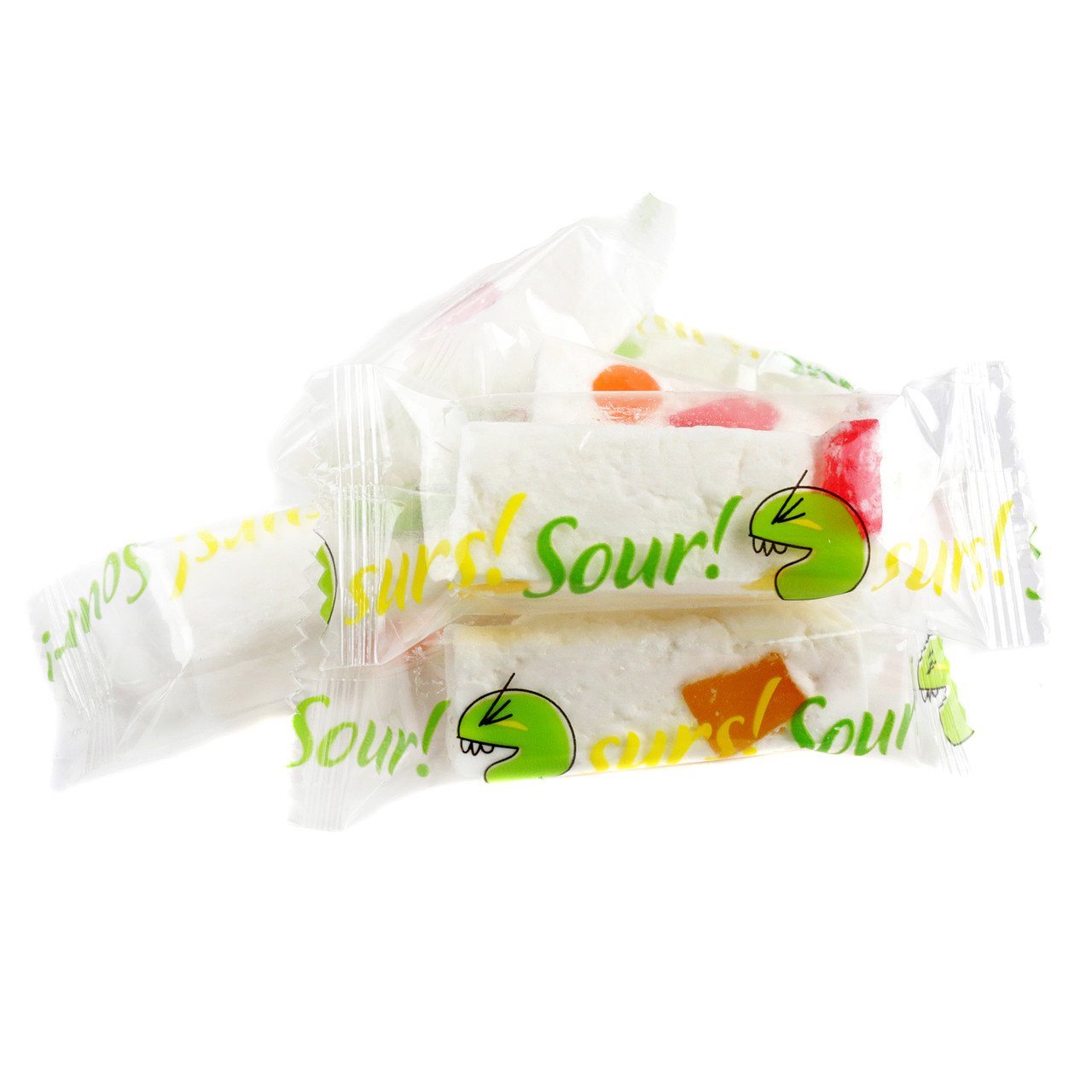 Golden Bonbon Sour JuJu Nougat Candy, white, soft, chewy, fruity, tangy, approx. 45 pieces per pound.
