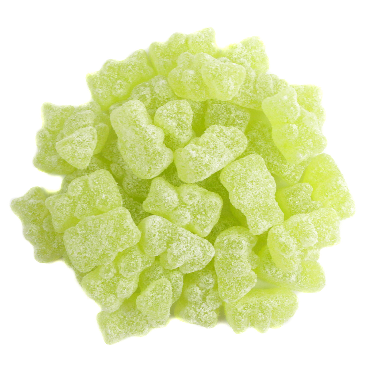 Green Sour Margarita Gummy Bears, tangy lime and orange with salt, chewy cocktail candy, approx 72 per pound.