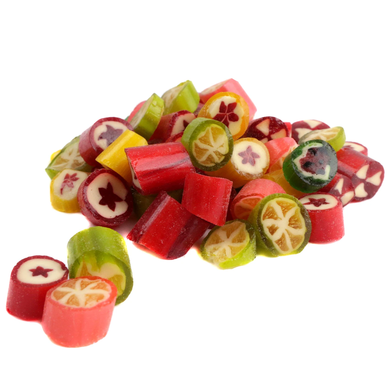 Hammonds Christmas Cut Rock Candy, colorful assorted bite-sized hard candies in festive shapes, fruity flavors.