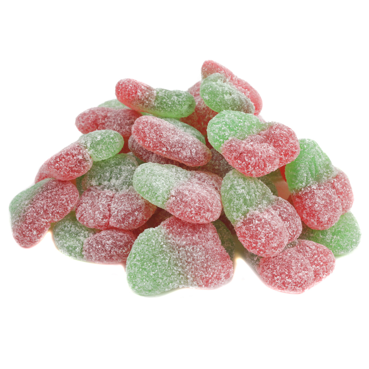 Red, cherry-shaped Sour Patch Kids Cherry chewy candies, approx 100 per pound. Sweet & sour gummy.