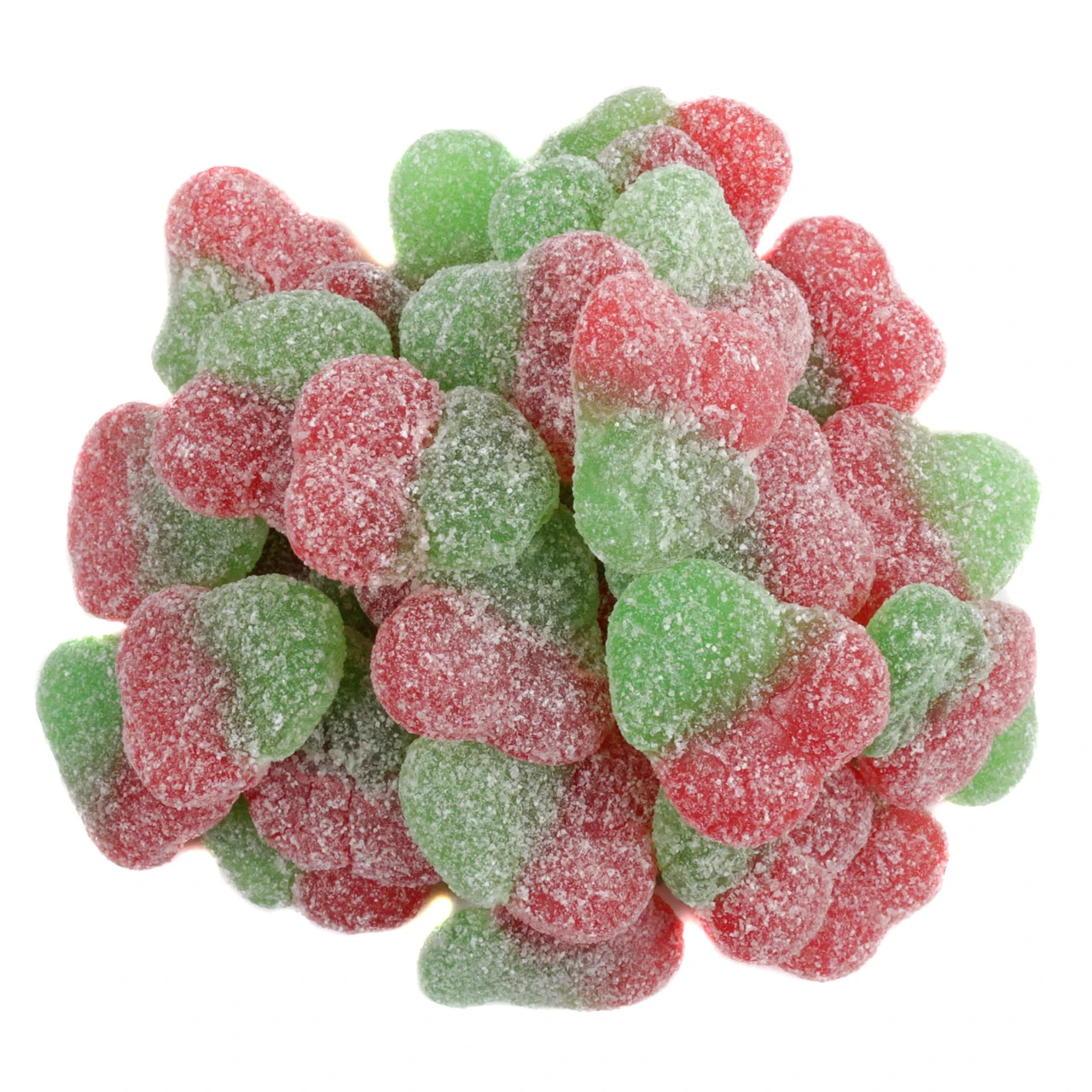 Red, cherry-shaped Sour Patch Kids candy, sour then sweet. Approx 100 pieces per pound.