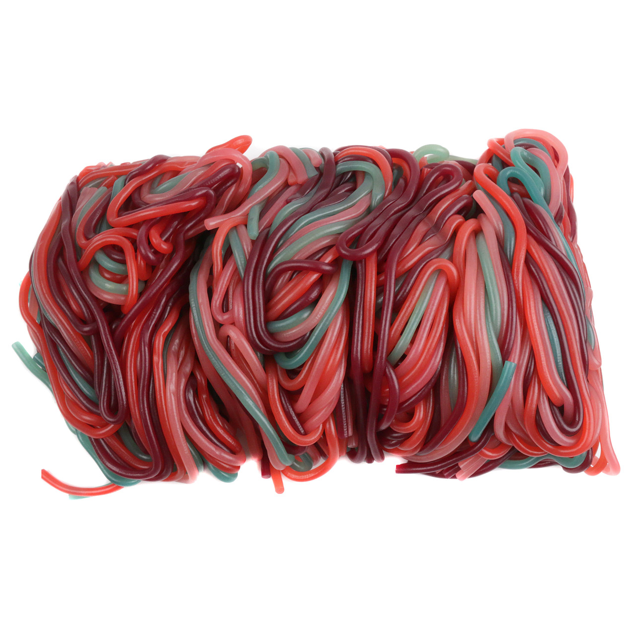 Vibrant very berry mix shoestring licorice laces, 2 pounds, 100 stretchy strawberry, raspberry, blueberry strings.