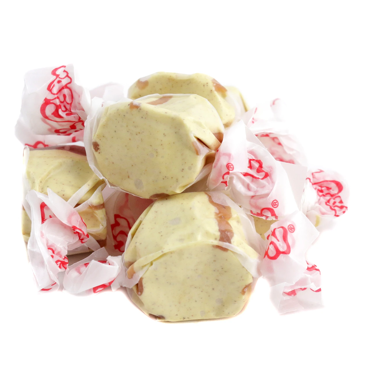 Taffy Town French Toast Salt Water Taffy, warm buttery yellow pieces with cinnamon, approx. 65 per pound.