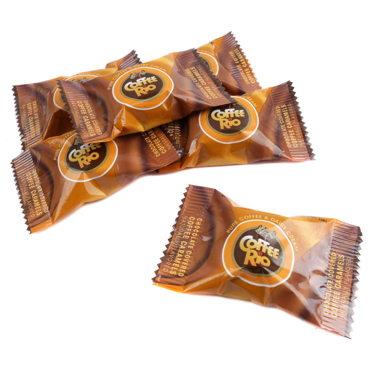 Individually wrapped gourmet Coffee Rio chocolate coffee caramels.