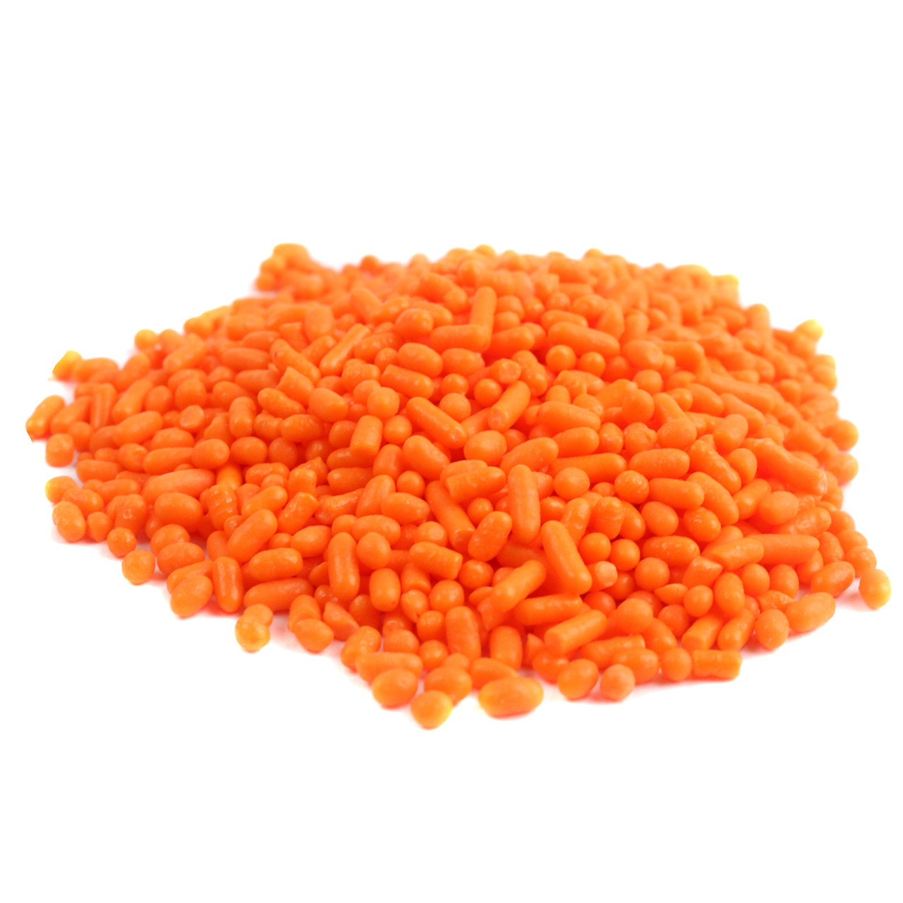 Bright orange sprinkles for Halloween cookies, cakes, and spooky dessert toppings.