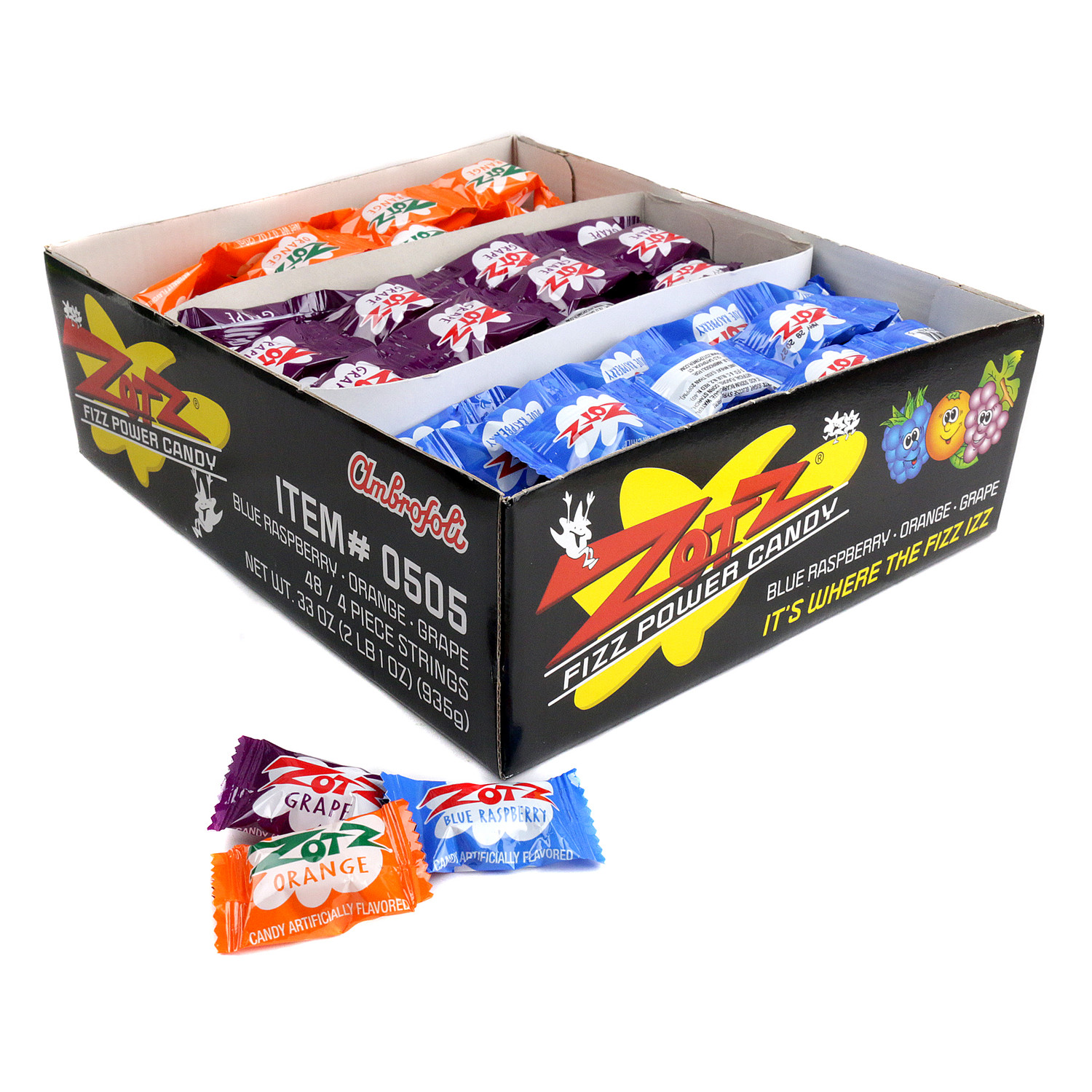 candy❤︎ Zotz Candy Grape Blue Raspberry Orange 48 Piece | Candy