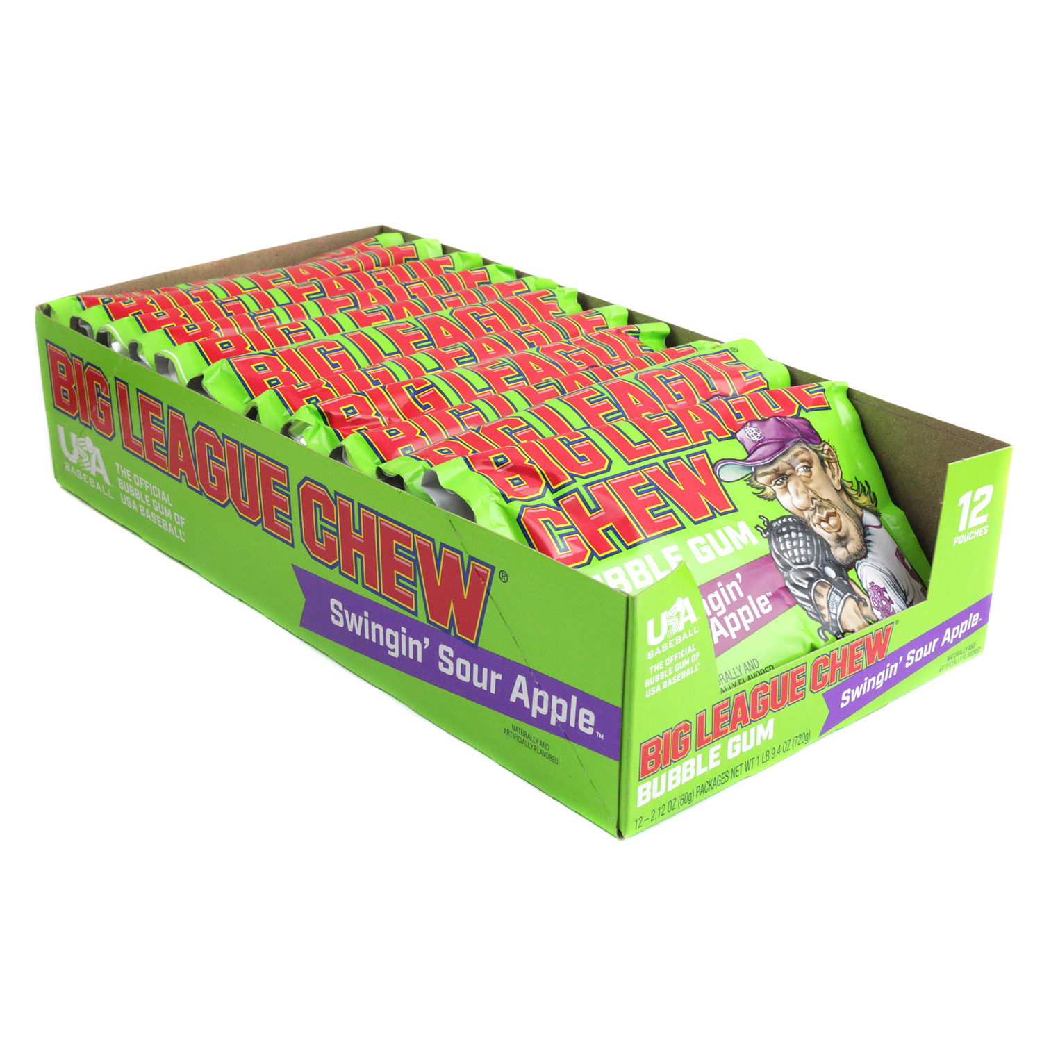 Big League Chew Bubble Gum Swingin Sour Apple | Candy | Candy