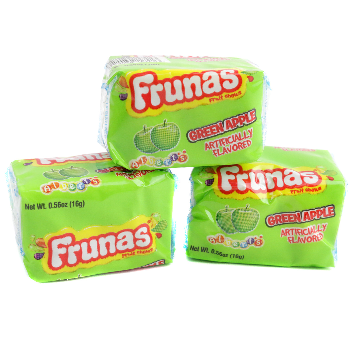FRUITS　no95-98 Albert's Frunas Green Apple Chews 48 Piece Bulk Green Candy for