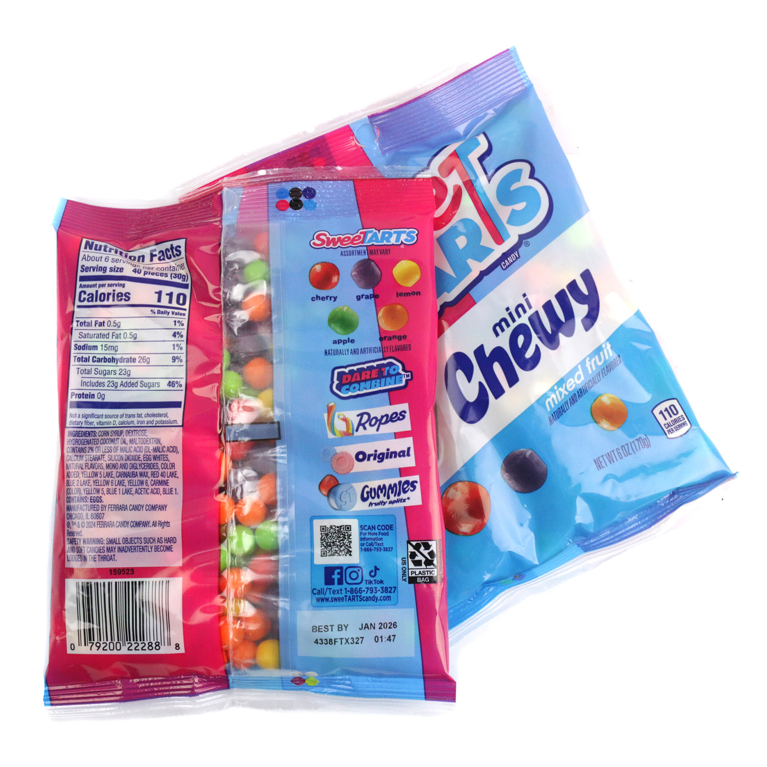 SweeTarts Mini Chewy 6oz Bag Fruity Sour Rainbow Candy Bites