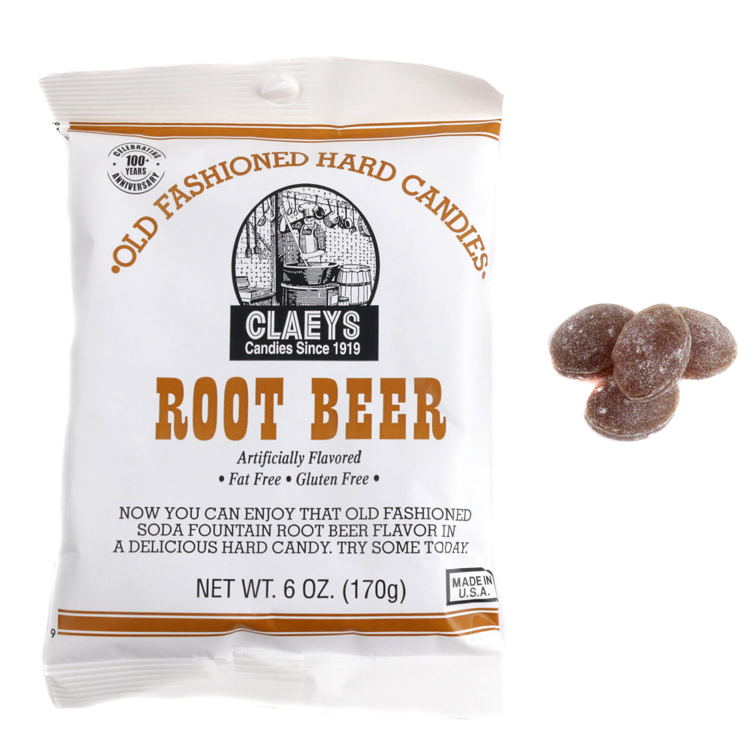 CANDY出品 Claey's Hard Candy Drops Root Beer 6oz Bag Retro Soda Flavored