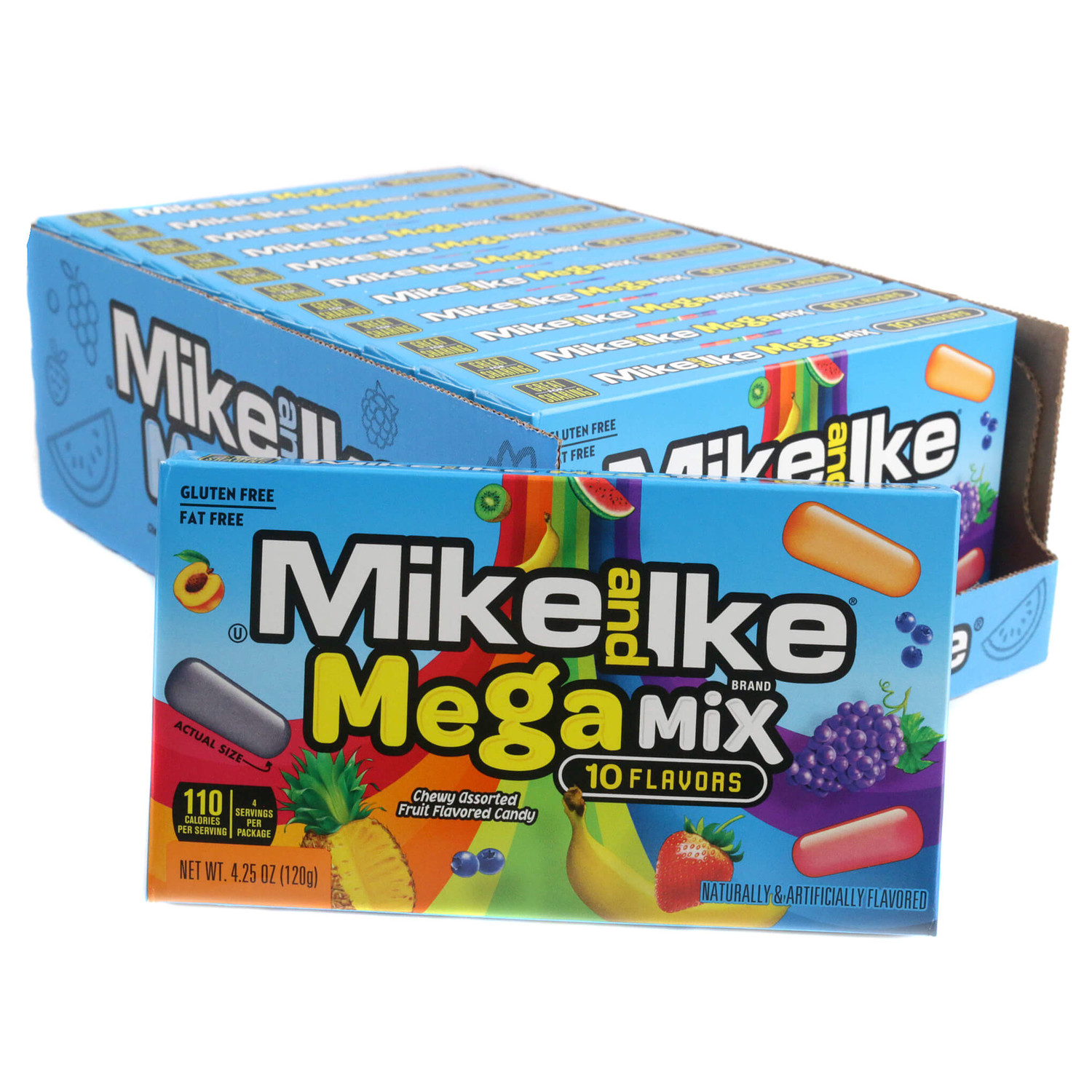 Mike and Ike Mega Mix 10 Flavors Theater Box 12 Pack