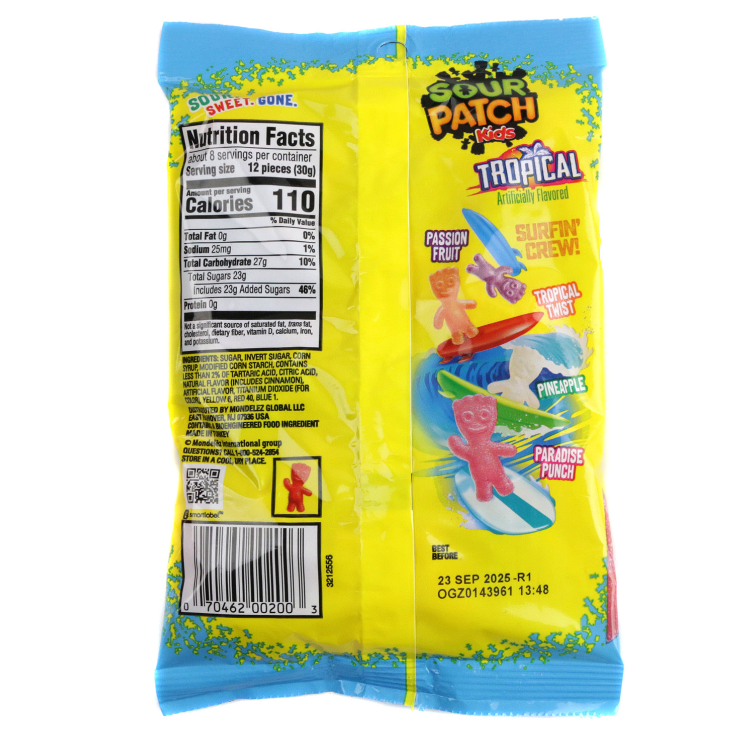 Sour Patch Kids Tropical 8oz Bag Tropical Fruit Gummy Candy