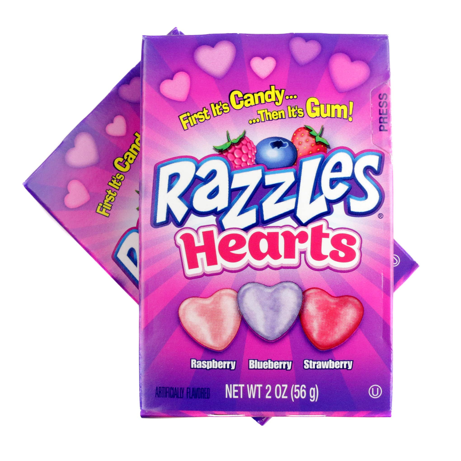 Valentine Razzles Hearts 24 Pack Fruit Flavored Candy Treats