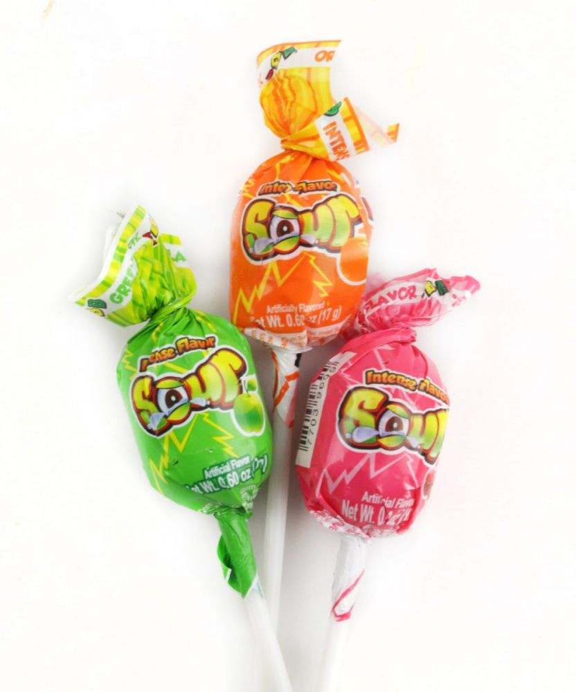 Bon Bon Boom Lollipops - Sour Bulk Candy with Bubble Gum Center