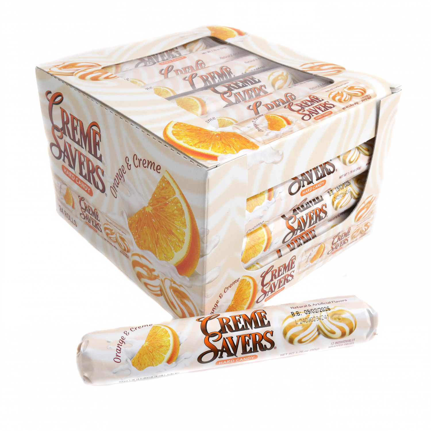 Creme Savers Orange & Creme Hard Candy Rolls 24 Pack | Candy