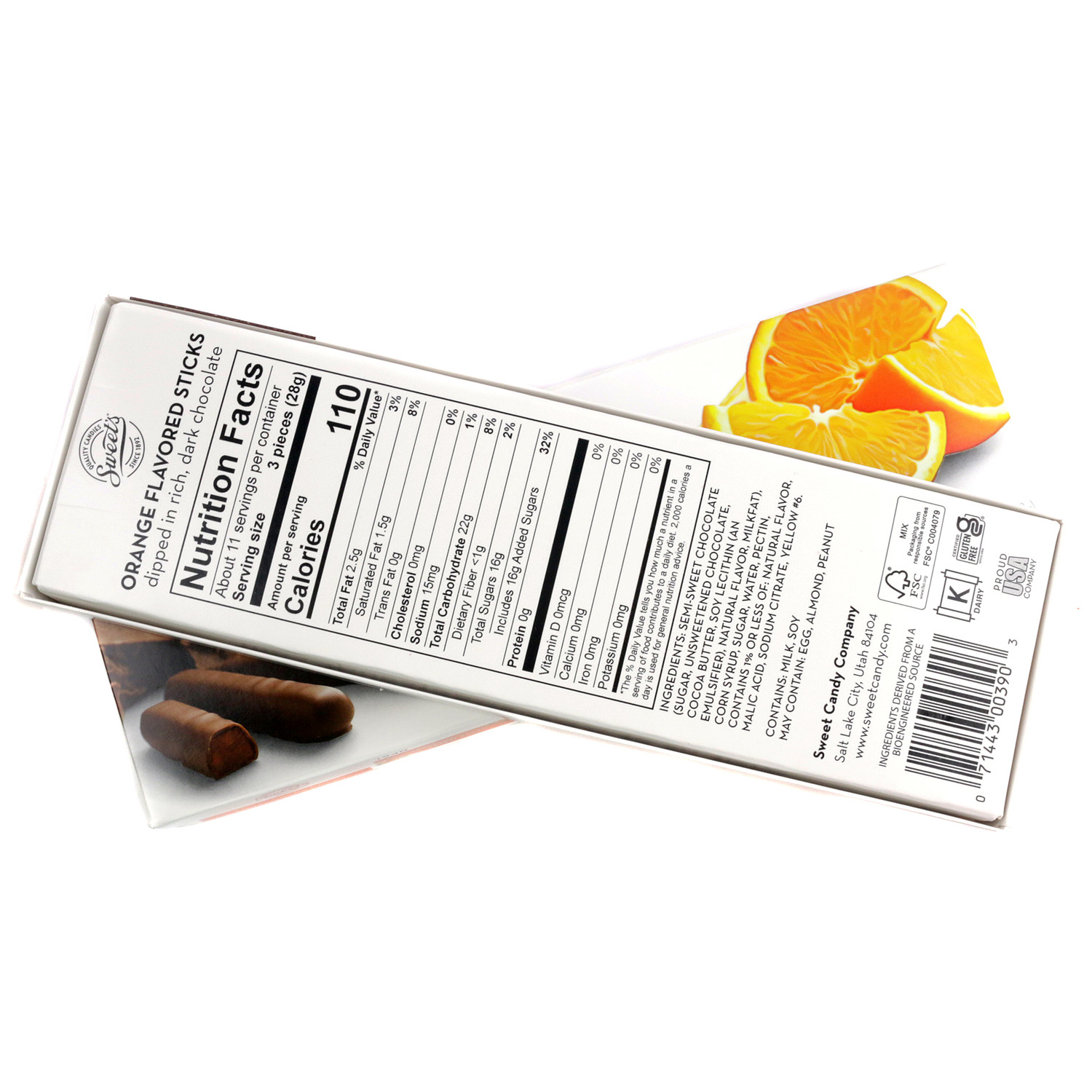 Sweets Dark Orange Chocolate Sticks – Pack Of 2, Gluten Free, Expires 2026