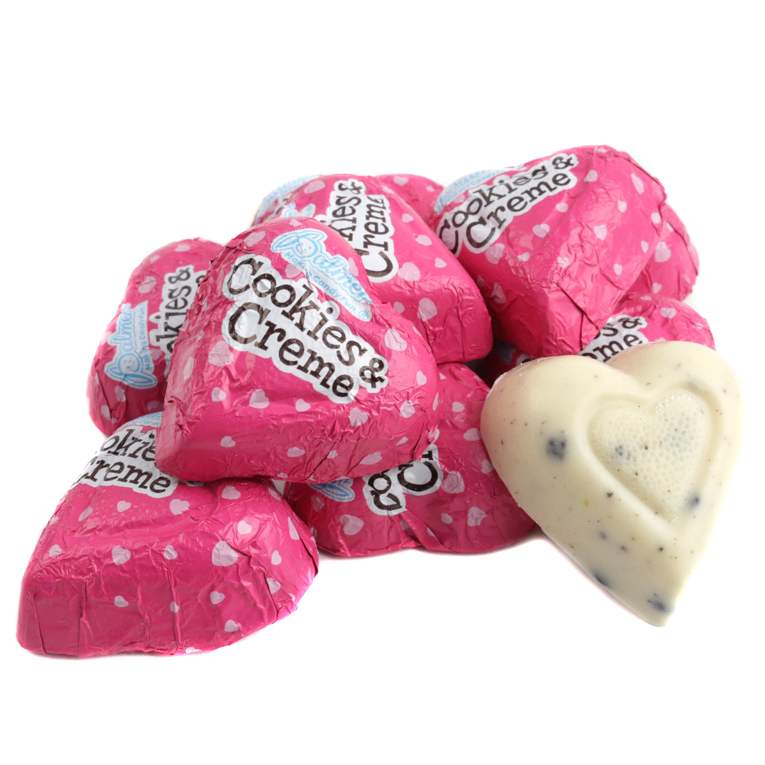 Cookies and Cream Valentine Hearts Foil Wrapped Chocolate Candy