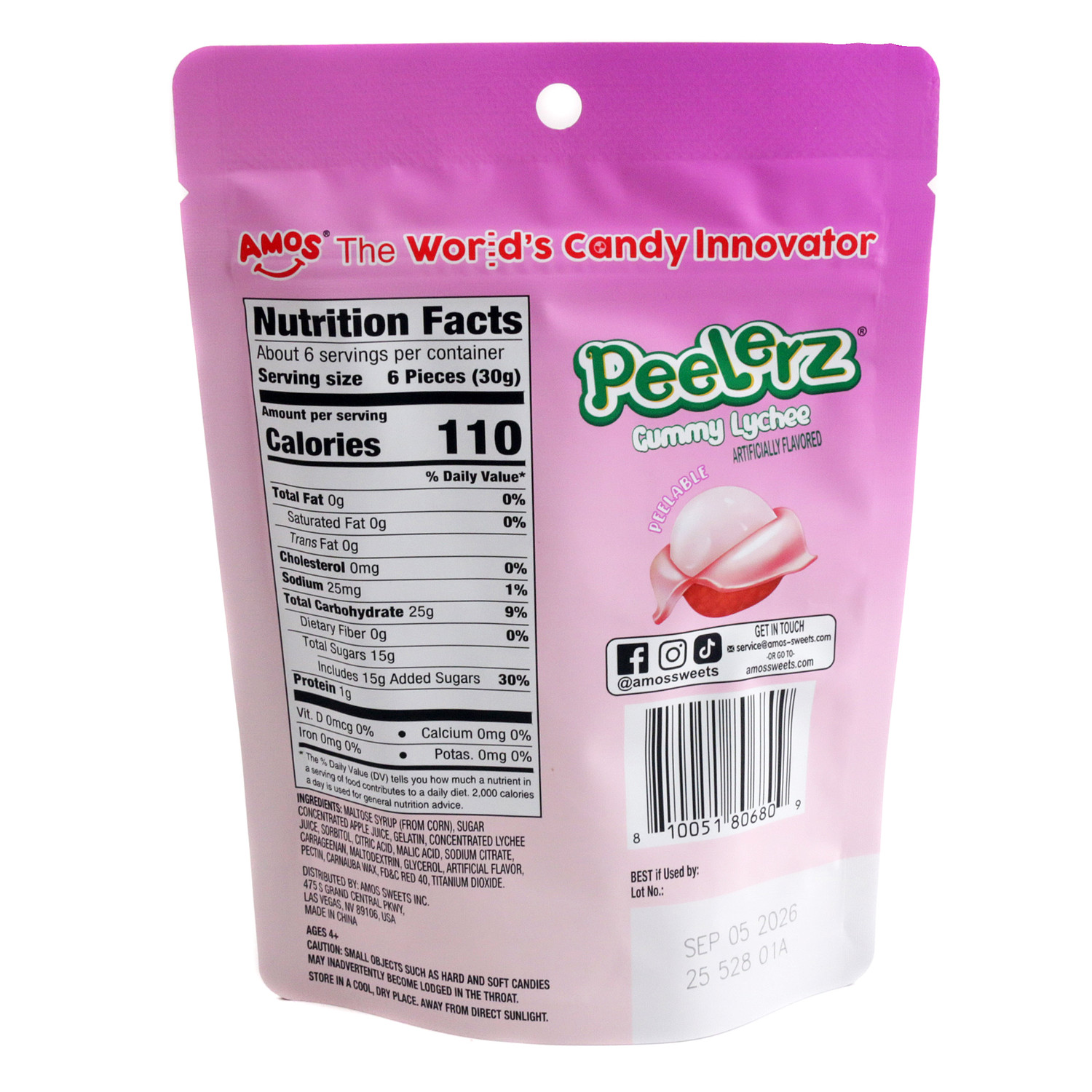 Peelerz Lychee Candy 6oz Unique Peelable Gummy Fruit Treats