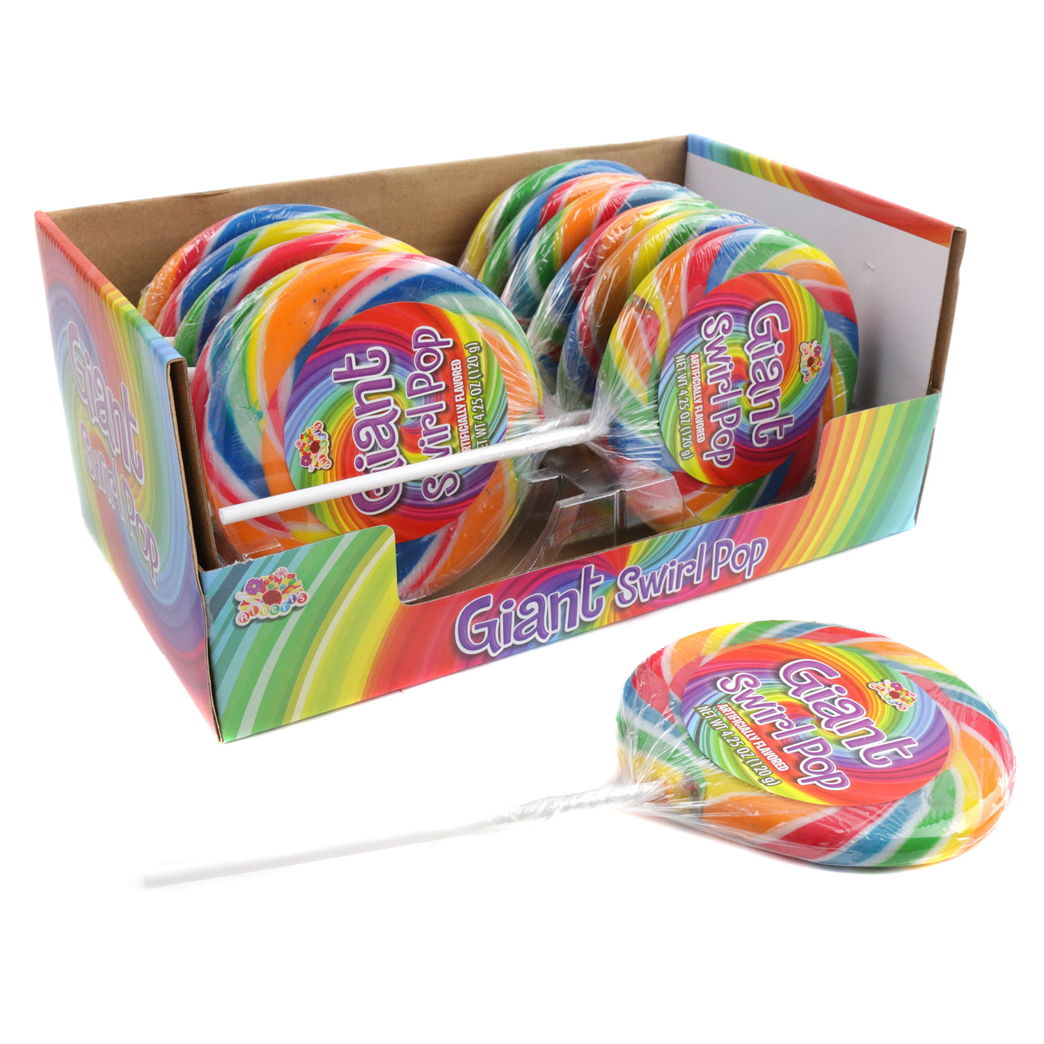 Albert's Giant Swirl Pop 4.25oz 12 Piece Bulk Carnival Lollipops