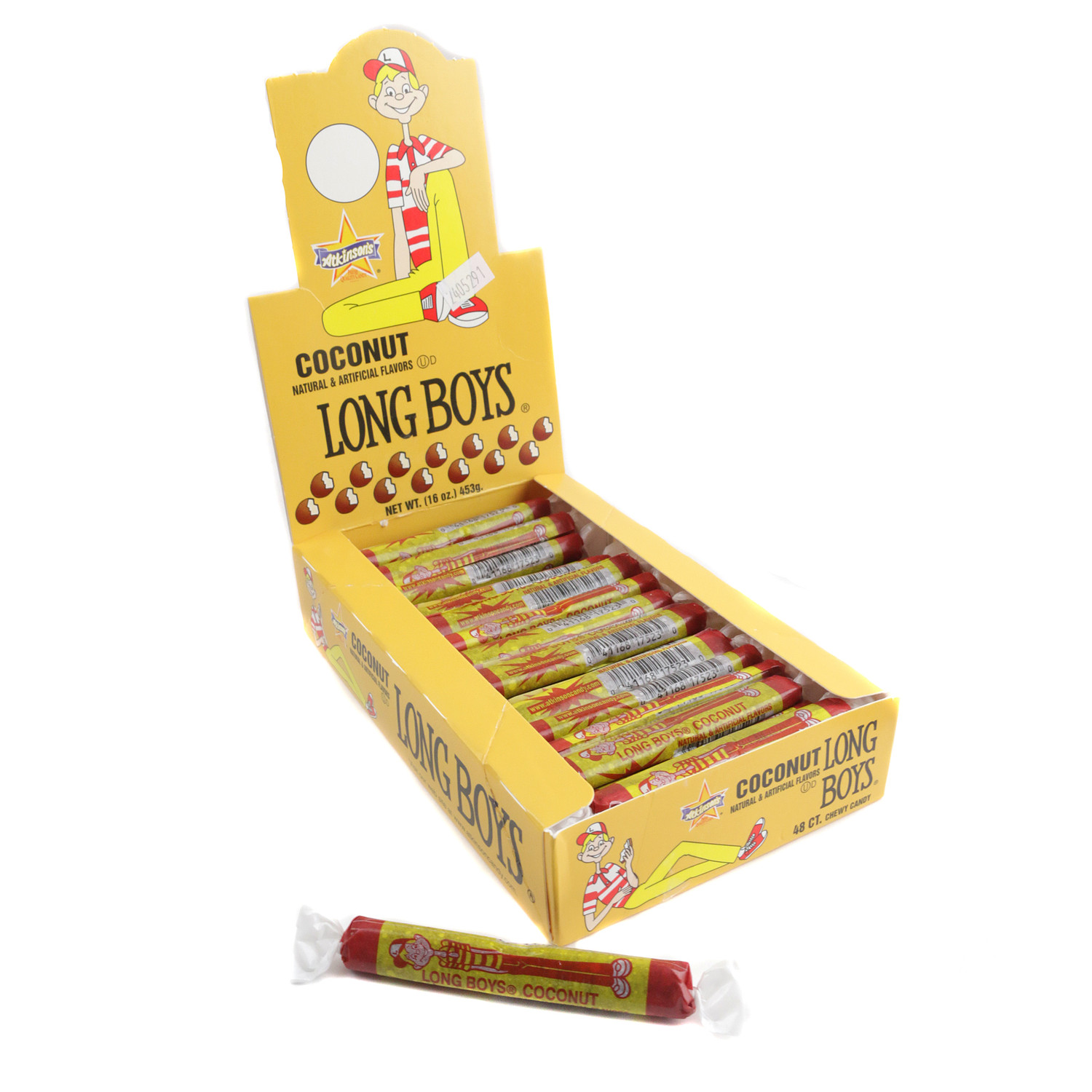 Coconut Long Boys Candy 48 Piece Classic Old Fashioned Candy