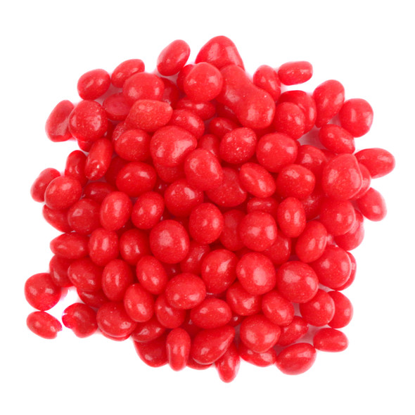 Tiny red Brachs Cinnamon Imperials, spicy-sweet nuggets, approx 1,100 per lb. Perfect for baking, decorating, Christmas, Valentine's.