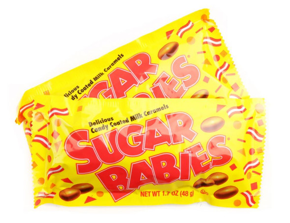 Charms Sugar Babies 1.7oz 24pk. Bite-sized chewy caramel candies, sweet sugary shells.