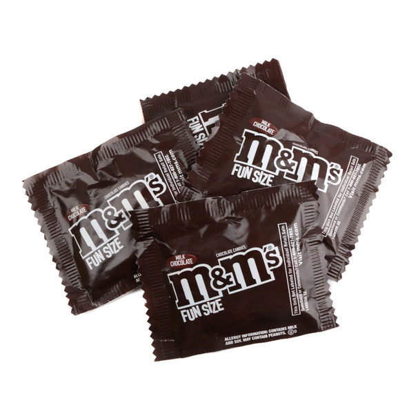 Approx 32 fun size packs of colorful M&M's Milk Chocolate candy, great for bulk party favors.