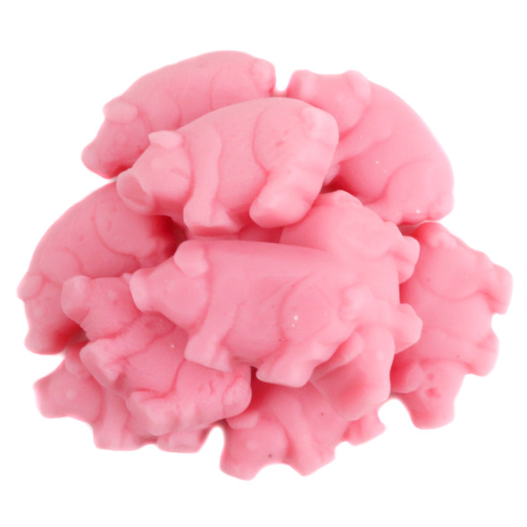 Gummy Piglets, 2.2LB bag, pink strawberry flavor, approx 198 soft chewy pig candies.