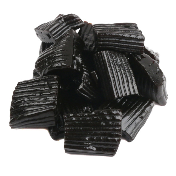 Finnska Black Licorice Ripples, bite-sized, firm, black candy pieces with distinctive ripples, Gerrit Verburg brand.