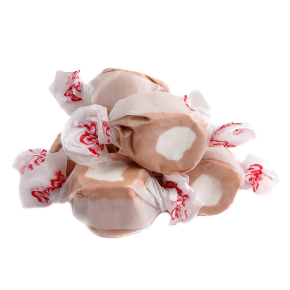 Taffy Town Root Beer Float Salt Water Taffy. Swirled brown and white whipped taffy, approx 65 pieces per pound.