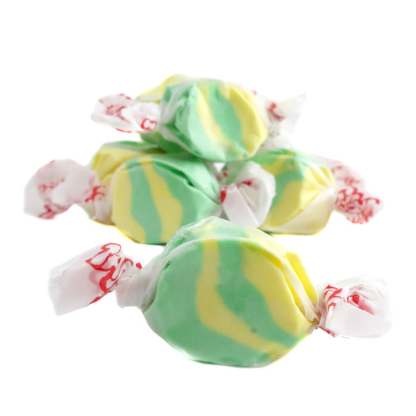 Taffy Town Pineapple Salt Water Taffy, soft, chewy, approx 65 green & yellow pieces per pound, USA made.