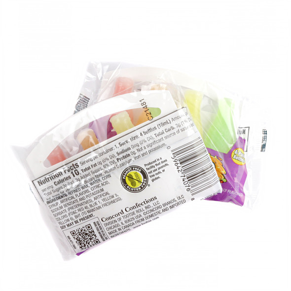 Nik L Nip Wax Bottles 18 pack, 72 small colorful red, yellow, green, blue wax bottles filled with fruit-flavored liquid.