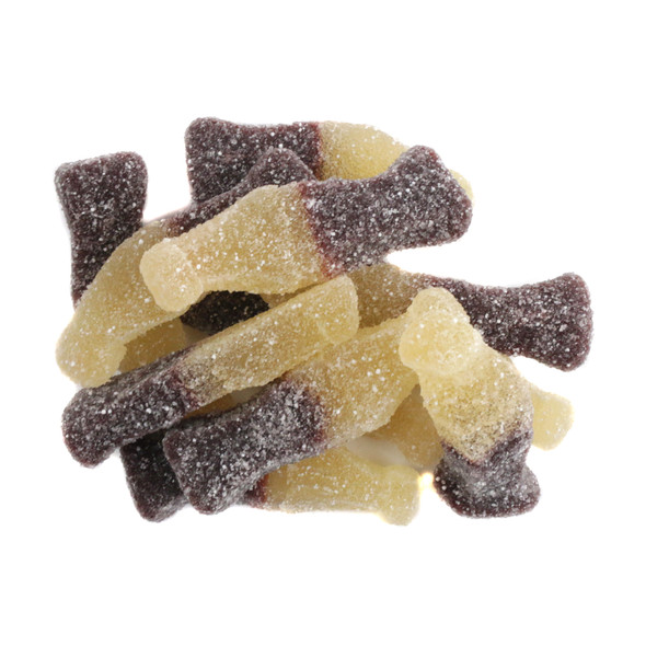 Sour Gummy Cola Bottles, 60 brown 2-inch sour cola bottle candies by Clever Candy.